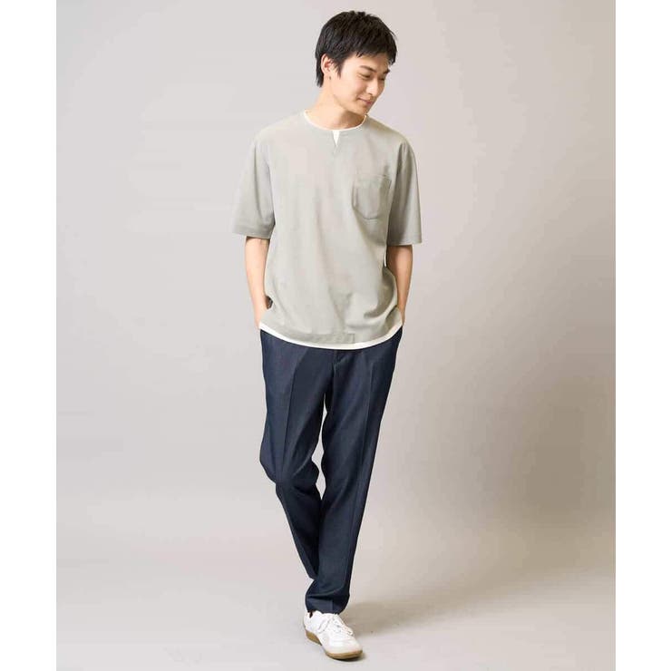 【速乾/接触冷感】梨地フェイクレイヤードカットソー | a.v.v【MEN】 | 詳細画像8 