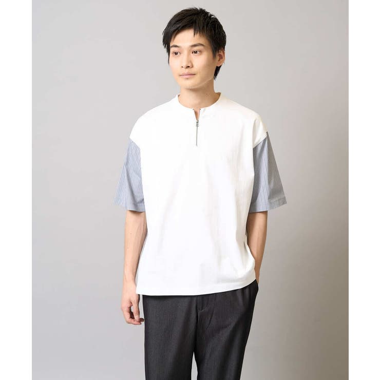 【マシンウォッシャブル】ハーフジップバックシャン切替カットソー | a.v.v【MEN】 | 詳細画像14 