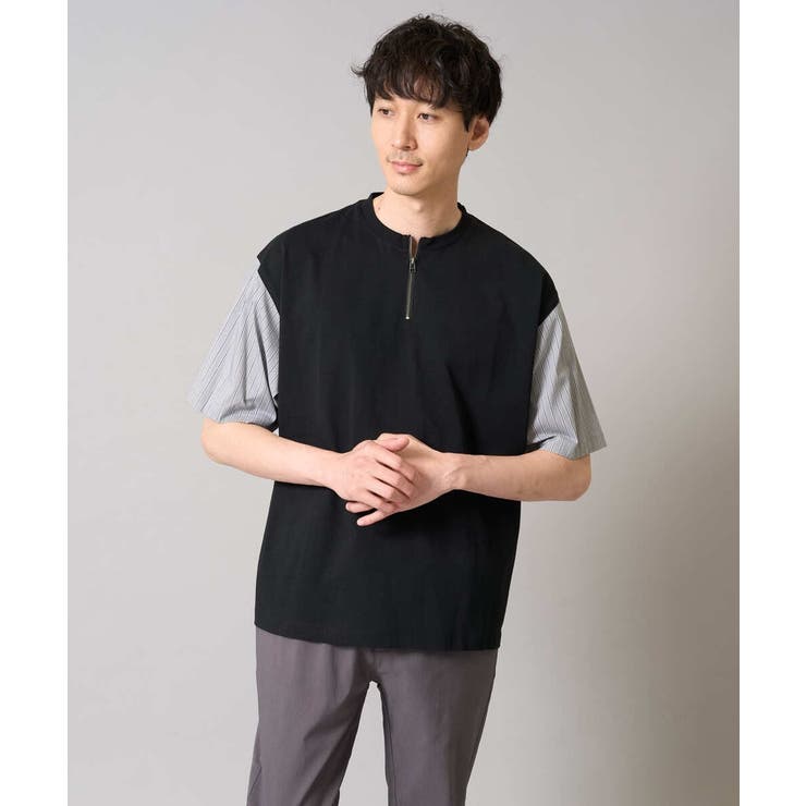 【マシンウォッシャブル】ハーフジップバックシャン切替カットソー | a.v.v【MEN】 | 詳細画像19 