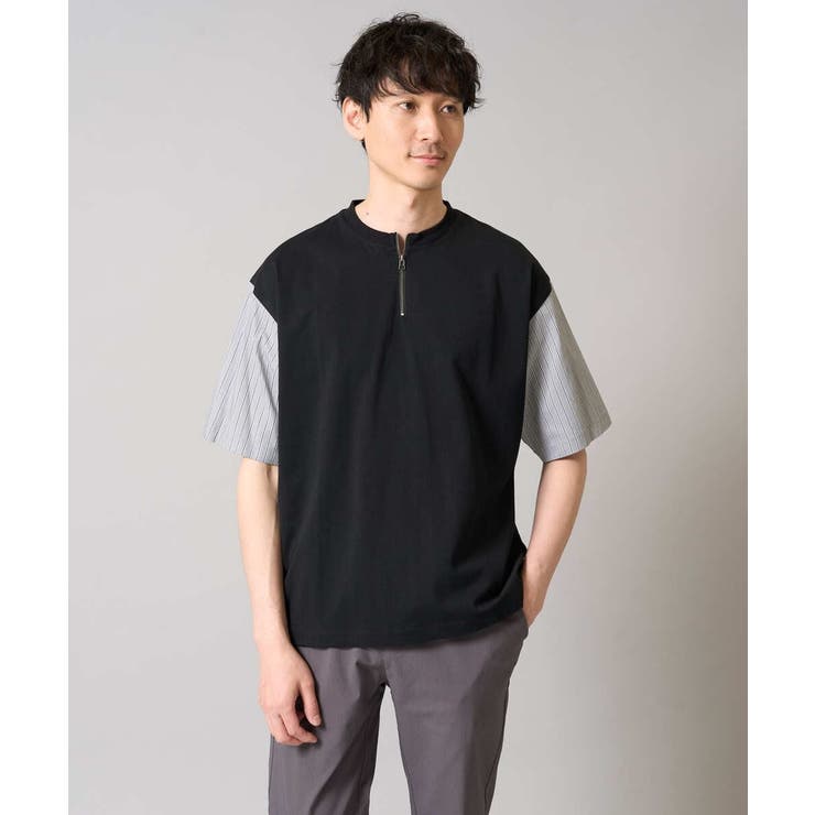 【マシンウォッシャブル】ハーフジップバックシャン切替カットソー | a.v.v【MEN】 | 詳細画像20 