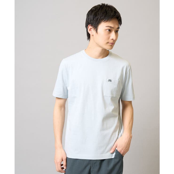 ライトブルー | 【接触冷感/コットン100％】ワンポイント刺繍カットソー | a.v.v【MEN】