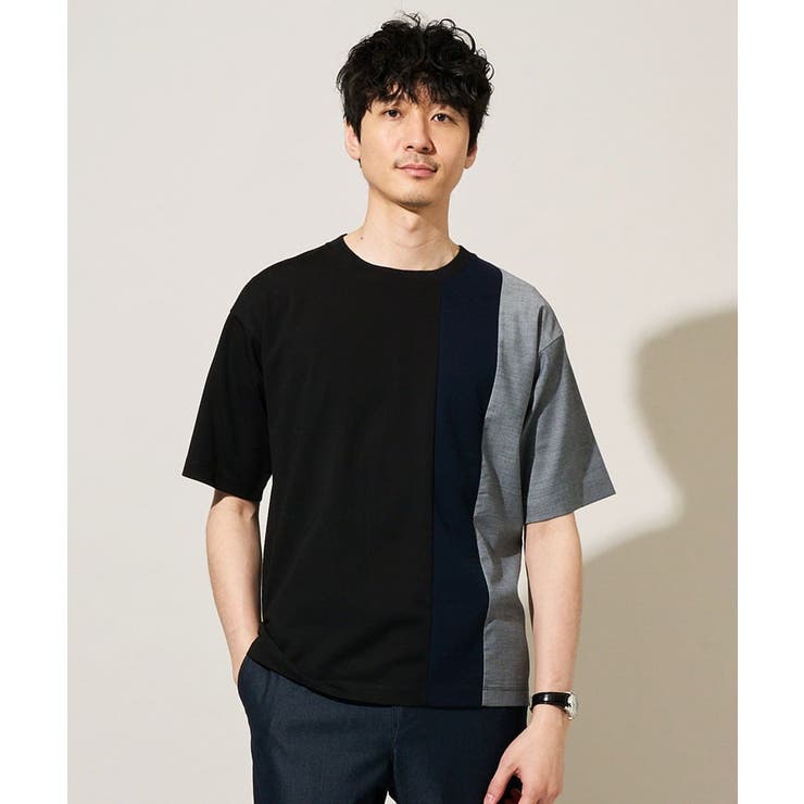 ブラック | 夏の一枚着で人気！【洗濯機で洗える】デザテクカットソー | a.v.v【MEN】