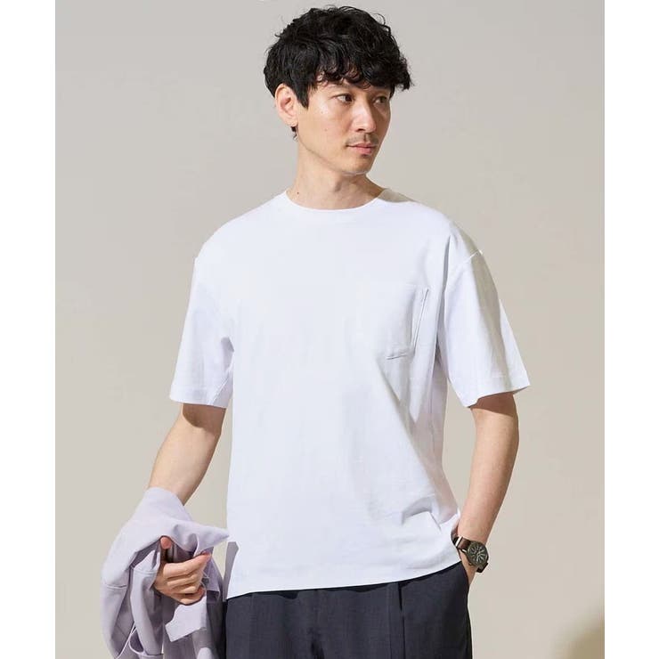 ホワイト | 【雑誌MonoMax６月号掲載】究極の無地Ｔシャツ シルケットスムースワイドシル… | a.v.v【MEN】