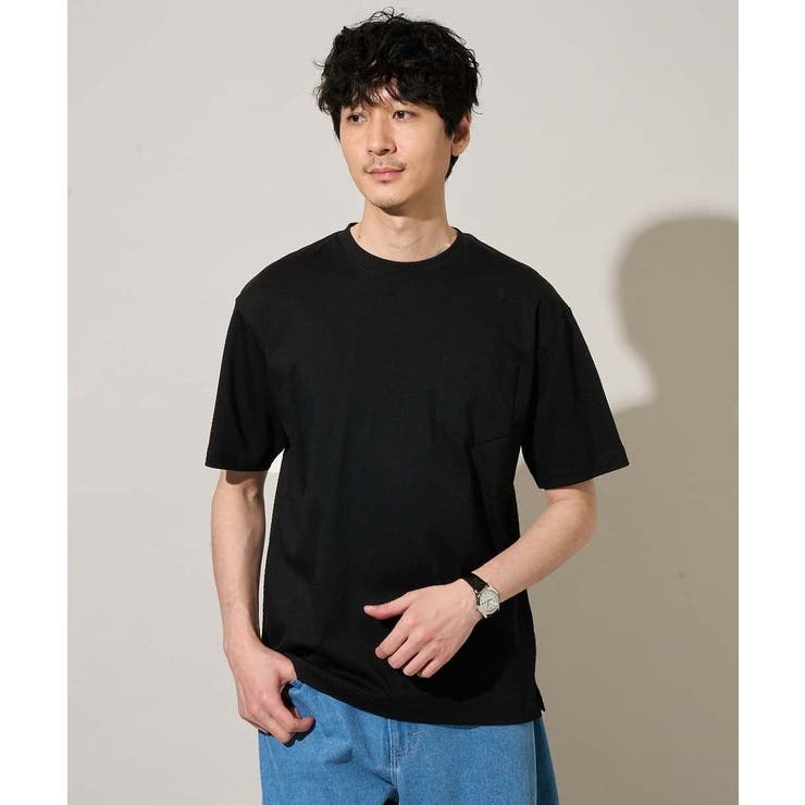 ブラック | 【雑誌MonoMax６月号掲載】究極の無地Ｔシャツ シルケットスムースワイドシル… | a.v.v【MEN】