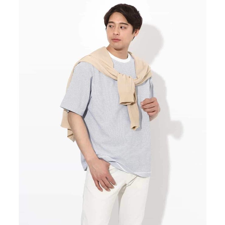 【接触冷感】細ボーダーセミワイドシルエットTシャツ | a.v.v【MEN】 | 詳細画像15 