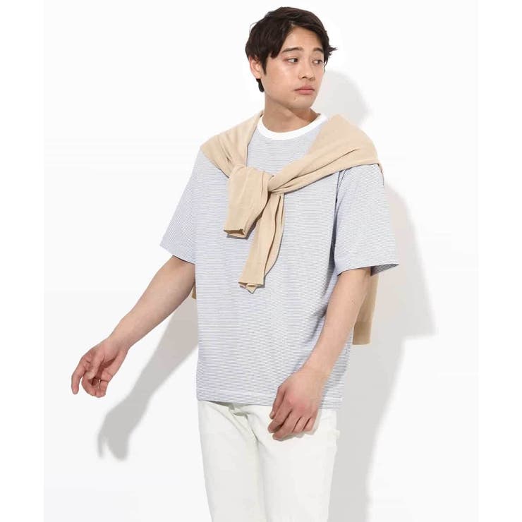 【接触冷感】細ボーダーセミワイドシルエットTシャツ | a.v.v【MEN】 | 詳細画像16 