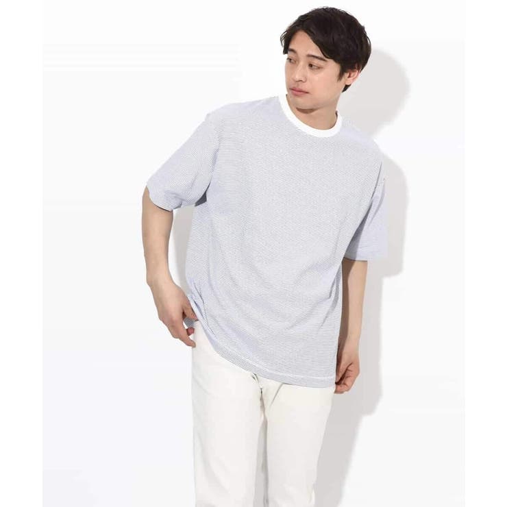 【接触冷感】細ボーダーセミワイドシルエットTシャツ | a.v.v【MEN】 | 詳細画像17 