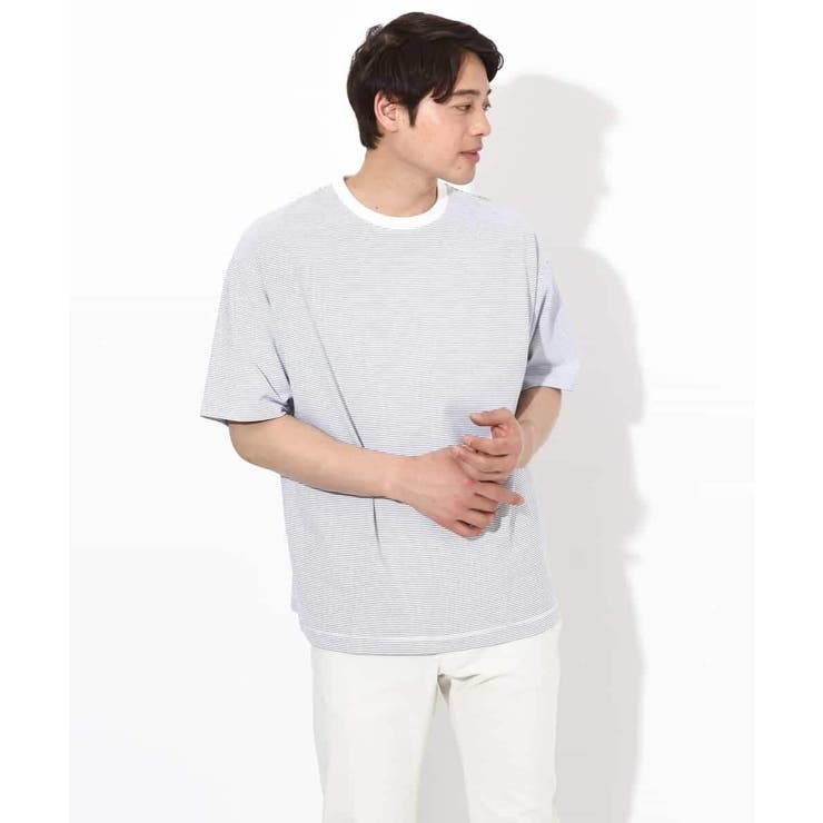 【接触冷感】細ボーダーセミワイドシルエットTシャツ | a.v.v【MEN】 | 詳細画像19 