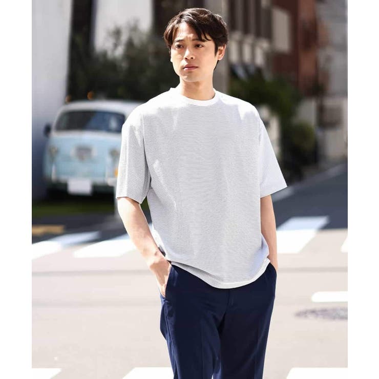 【接触冷感】細ボーダーセミワイドシルエットTシャツ | a.v.v【MEN】 | 詳細画像20 