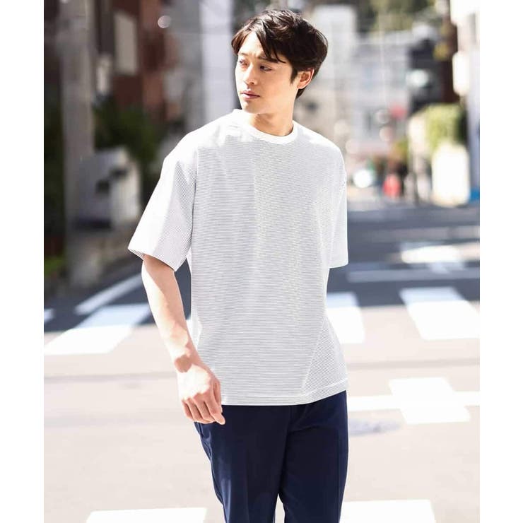 【接触冷感】細ボーダーセミワイドシルエットTシャツ | a.v.v【MEN】 | 詳細画像21 