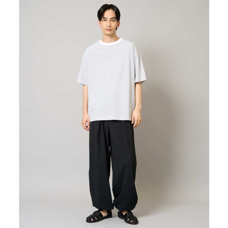 【接触冷感】細ボーダーセミワイドシルエットTシャツ | a.v.v【MEN】 | 詳細画像4 