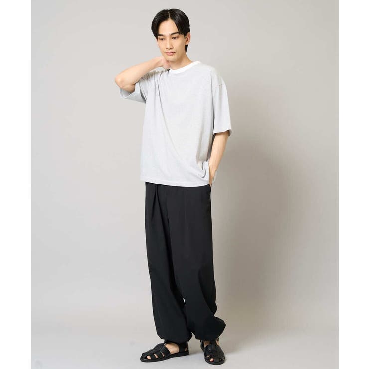 【接触冷感】細ボーダーセミワイドシルエットTシャツ | a.v.v【MEN】 | 詳細画像5 