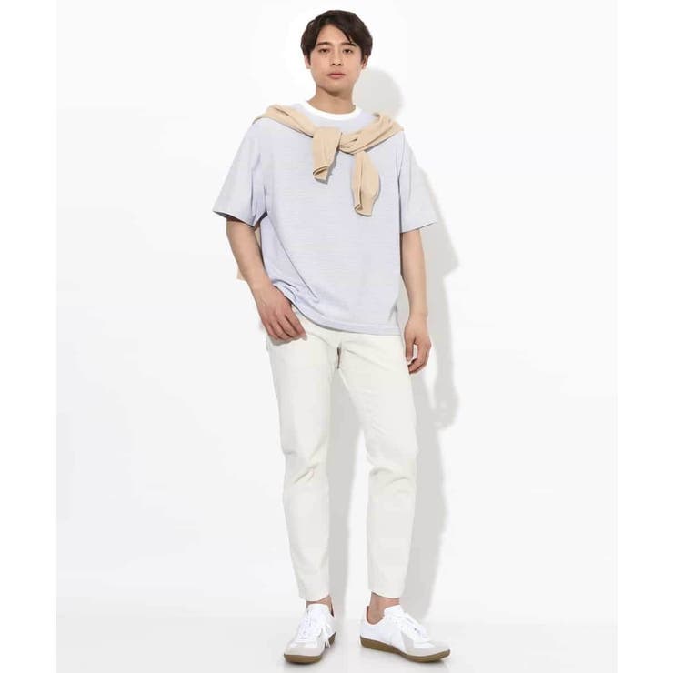 【接触冷感】細ボーダーセミワイドシルエットTシャツ | a.v.v【MEN】 | 詳細画像6 