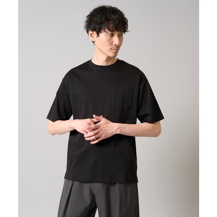 ブラック | シルケットスムースワイドシルエットカットソー | a.v.v【MEN】