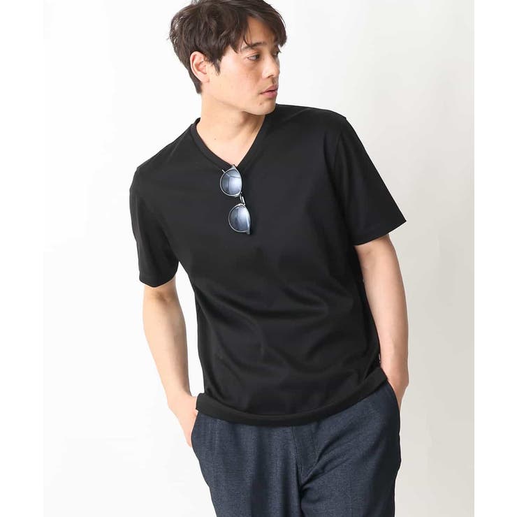ブラック | シルケットスムースＶネックＴシャツ | a.v.v【MEN】