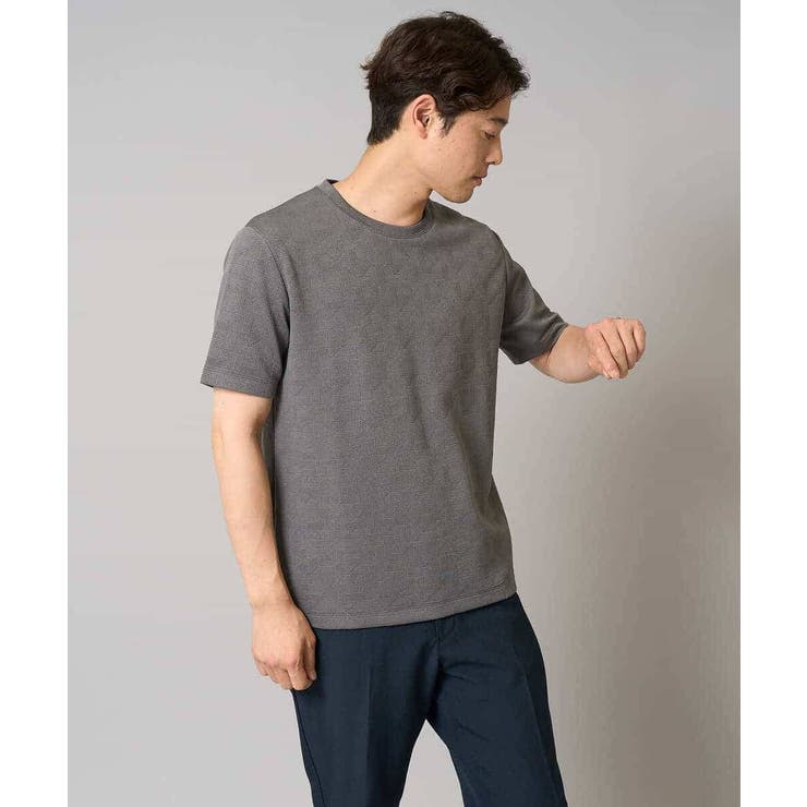 【接触冷感 イージーケア】キカジャカードクルーネックカットソー 通勤 | a.v.v【MEN】 | 詳細画像32 