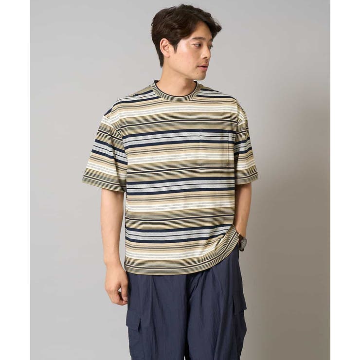 【接触冷感/毛玉になりにくい】マルチボーダーワイドシルエットカットソー | a.v.v【MEN】 | 詳細画像1 