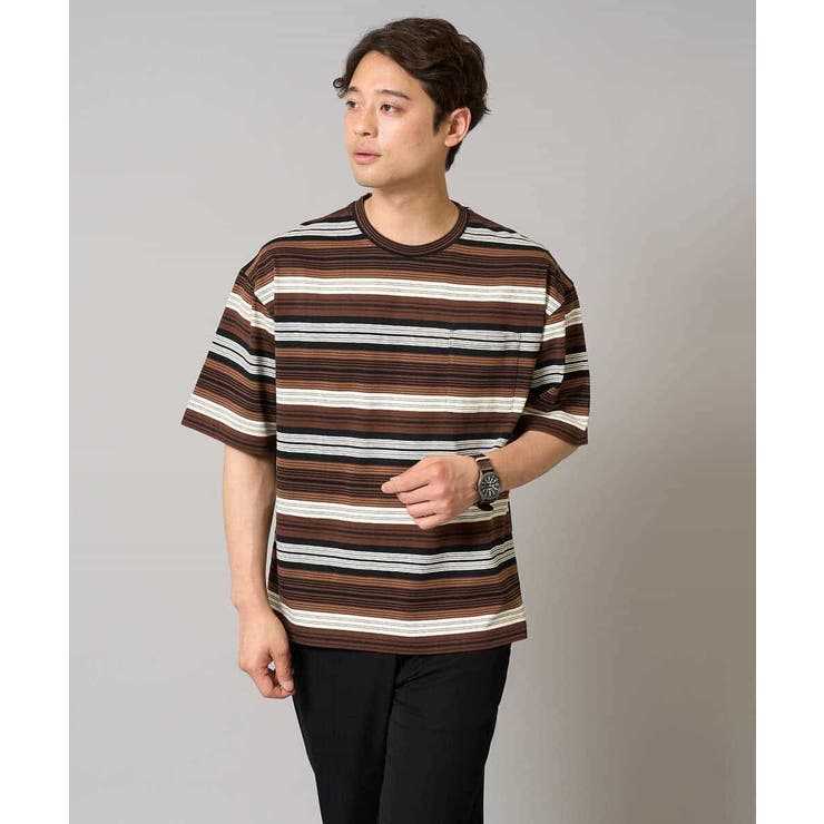 【接触冷感/毛玉になりにくい】マルチボーダーワイドシルエットカットソー | a.v.v【MEN】 | 詳細画像10 