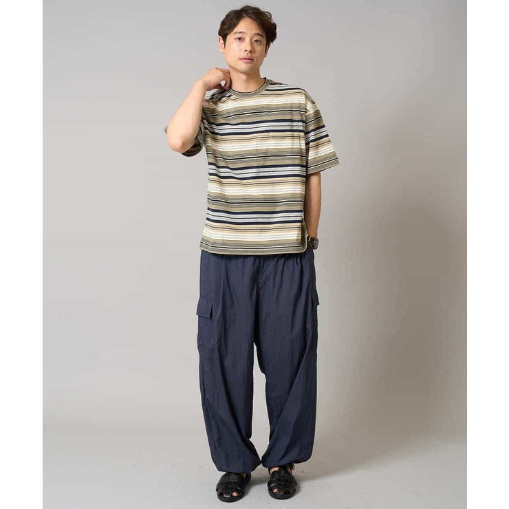 【接触冷感/毛玉になりにくい】マルチボーダーワイドシルエットカットソー | a.v.v【MEN】 | 詳細画像2 