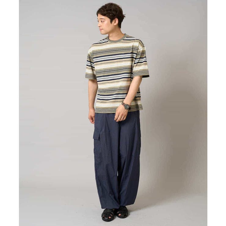 【接触冷感/毛玉になりにくい】マルチボーダーワイドシルエットカットソー | a.v.v【MEN】 | 詳細画像4 