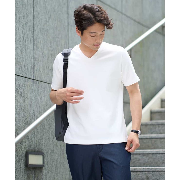 【接触冷感/イージーケア/毛玉になりにくい】ライトアゼＶネックカットソー | a.v.v【MEN】 | 詳細画像1 