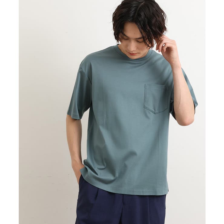 グリーン | 【接触冷感/S-XXL】シルケットスムースワイドシルエットTシャツ | a.v.v【MEN】