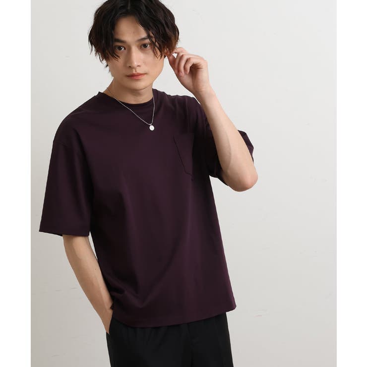 ボルドー | 【接触冷感/S-XXL】シルケットスムースワイドシルエットTシャツ | a.v.v【MEN】