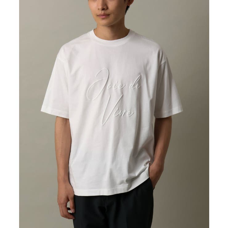 ホワイト | 【接触冷感】ビッグロゴ発砲プリントセミワイドTシャツ | a.v.v【MEN】