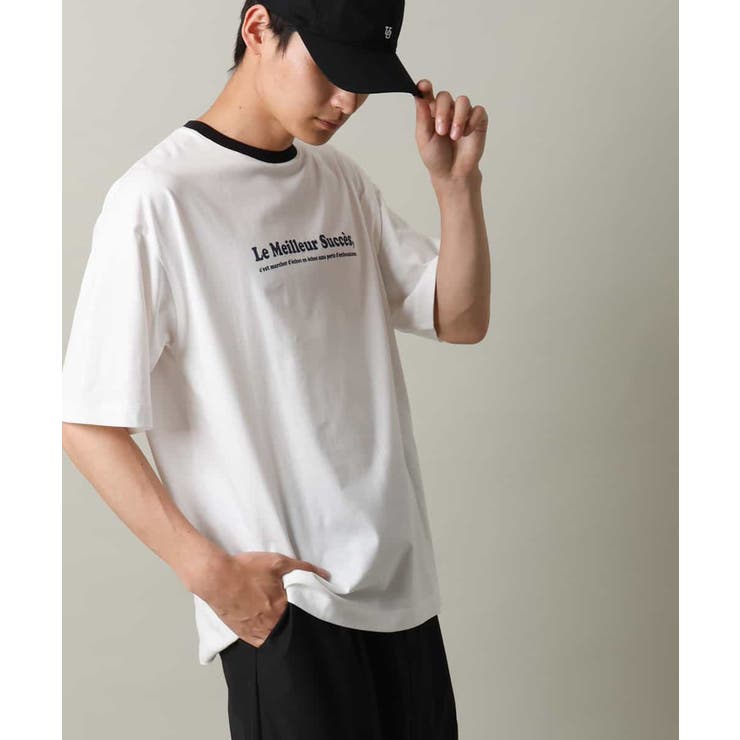 ホワイト | 【接触冷感】ミニロゴ トリムTシャツ | a.v.v【MEN】