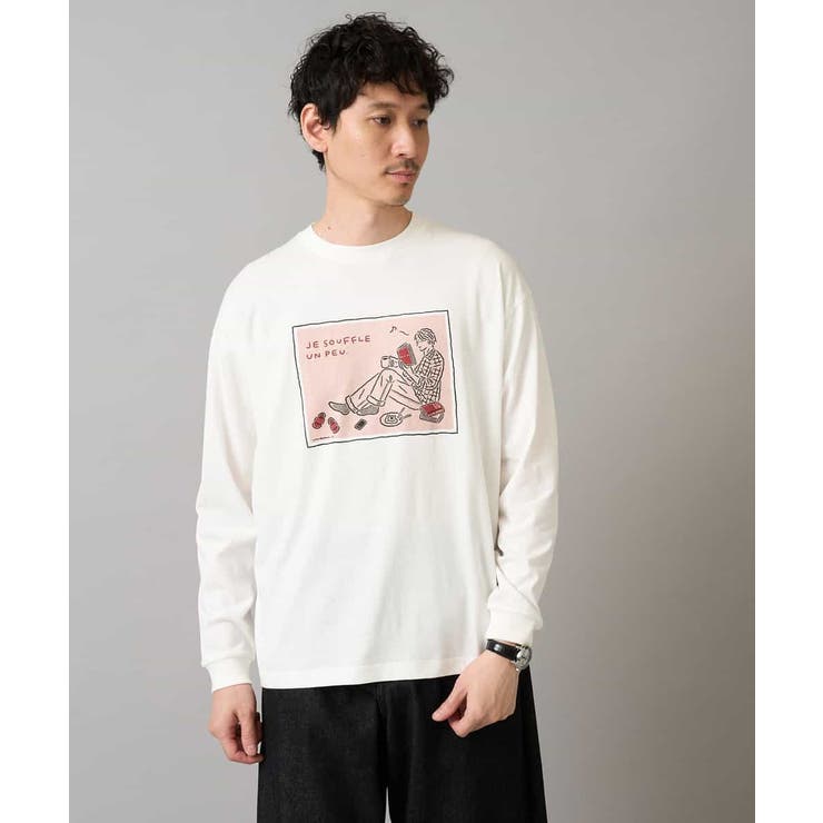 ホワイト | 【綿100％】イラストレーターコラボワイドシルエットカットソー【uca U】 | a.v.v【MEN】