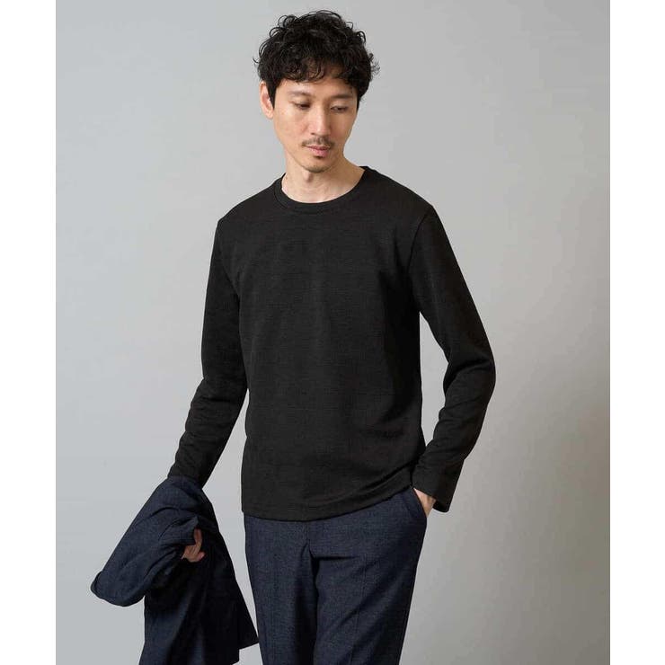 ブラック | 幾何ジャカードクルーネックＴシャツ  | a.v.v【MEN】