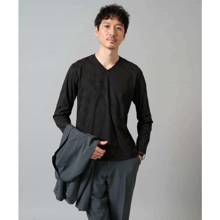 ダイヤジャカードＶネックＴシャツ 通勤 ビジネス | a.v.v【MEN】 | 詳細画像16 