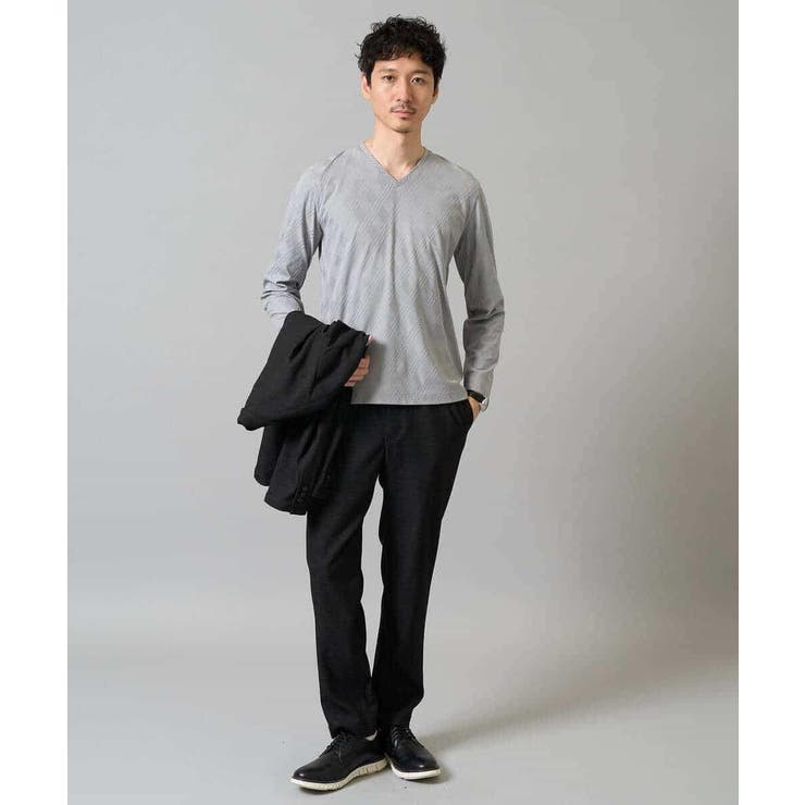 ダイヤジャカードＶネックＴシャツ 通勤 ビジネス | a.v.v【MEN】 | 詳細画像2 