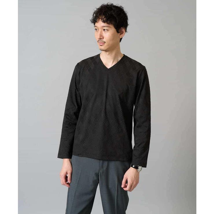 ダイヤジャカードＶネックＴシャツ 通勤 ビジネス | a.v.v【MEN】 | 詳細画像21 