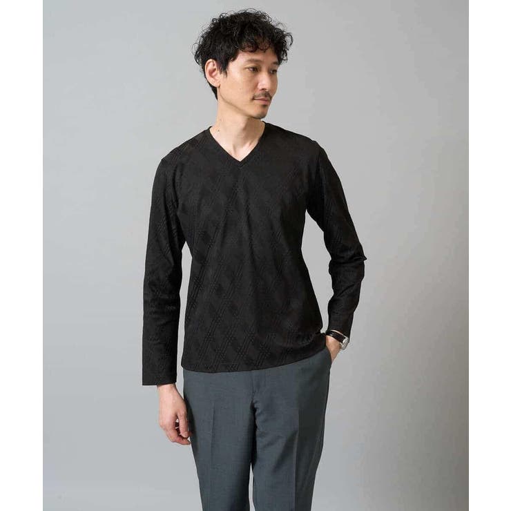 ダイヤジャカードＶネックＴシャツ 通勤 ビジネス | a.v.v【MEN】 | 詳細画像22 