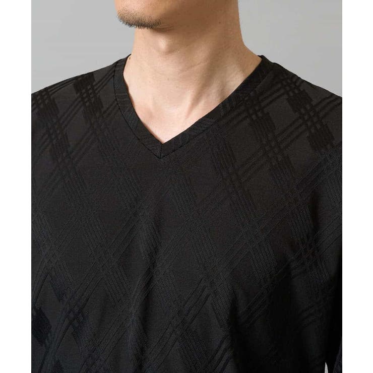 ダイヤジャカードＶネックＴシャツ 通勤 ビジネス | a.v.v【MEN】 | 詳細画像25 