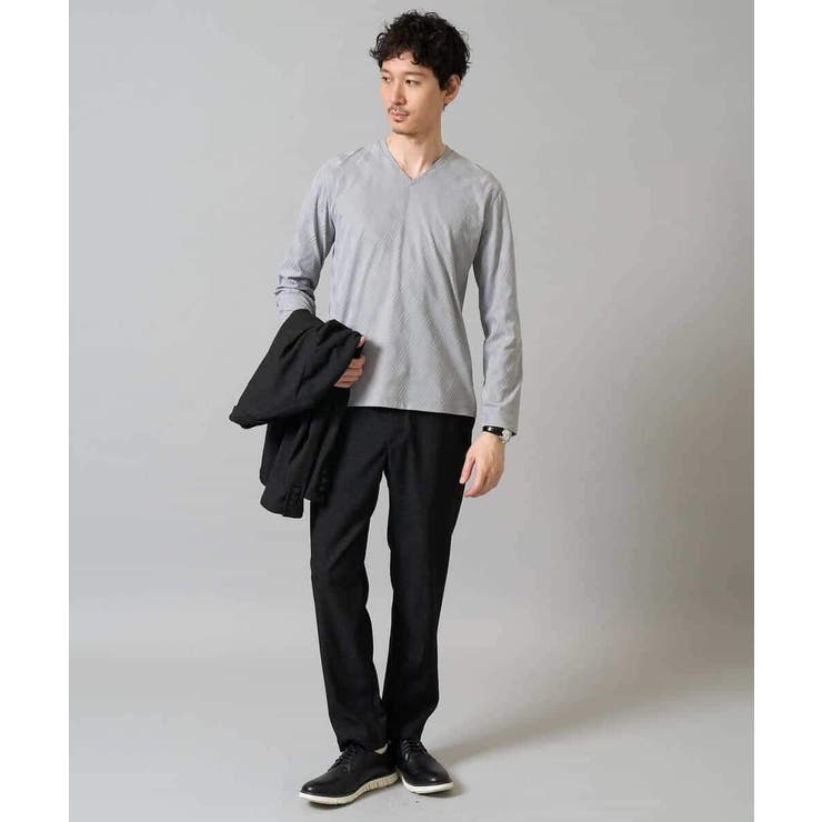 ダイヤジャカードＶネックＴシャツ 通勤 ビジネス | a.v.v【MEN】 | 詳細画像3 