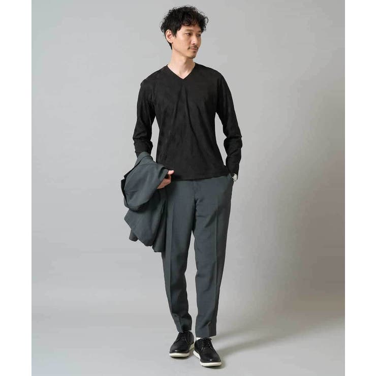 ダイヤジャカードＶネックＴシャツ 通勤 ビジネス | a.v.v【MEN】 | 詳細画像8 