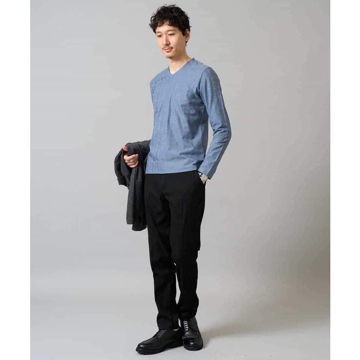 針抜きジャカードＶネックＴシャツ通勤 ビジネス ジャケット | a.v.v【MEN】 | 詳細画像10 