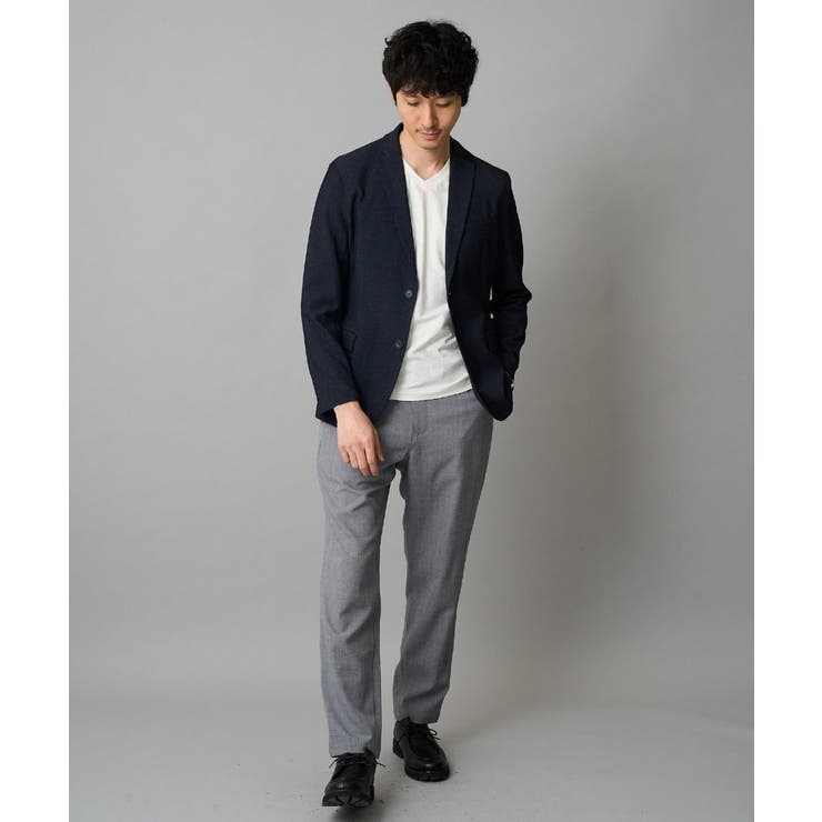 針抜きジャカードＶネックＴシャツ通勤 ビジネス ジャケット | a.v.v【MEN】 | 詳細画像3 
