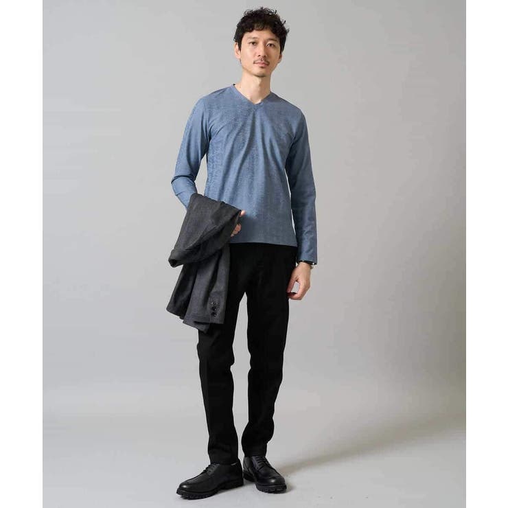 針抜きジャカードＶネックＴシャツ通勤 ビジネス ジャケット | a.v.v【MEN】 | 詳細画像8 