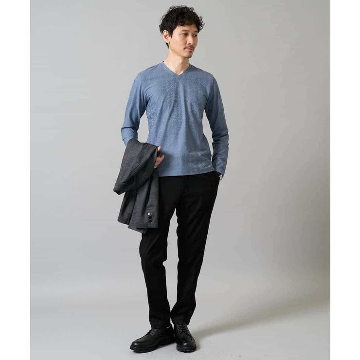 針抜きジャカードＶネックＴシャツ通勤 ビジネス ジャケット | a.v.v【MEN】 | 詳細画像9 