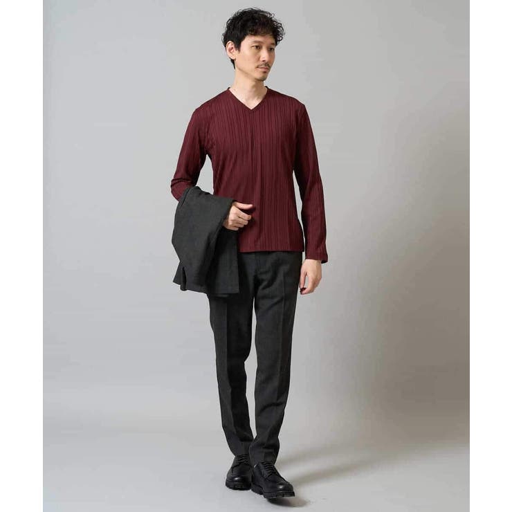 ストライプジャガードVネックTシャツ通勤 ビジネス ジャケット | a.v.v【MEN】 | 詳細画像18 