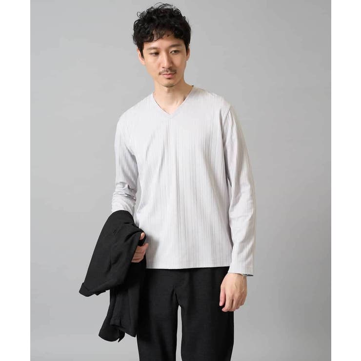 ストライプジャガードVネックTシャツ通勤 ビジネス ジャケット | a.v.v【MEN】 | 詳細画像3 