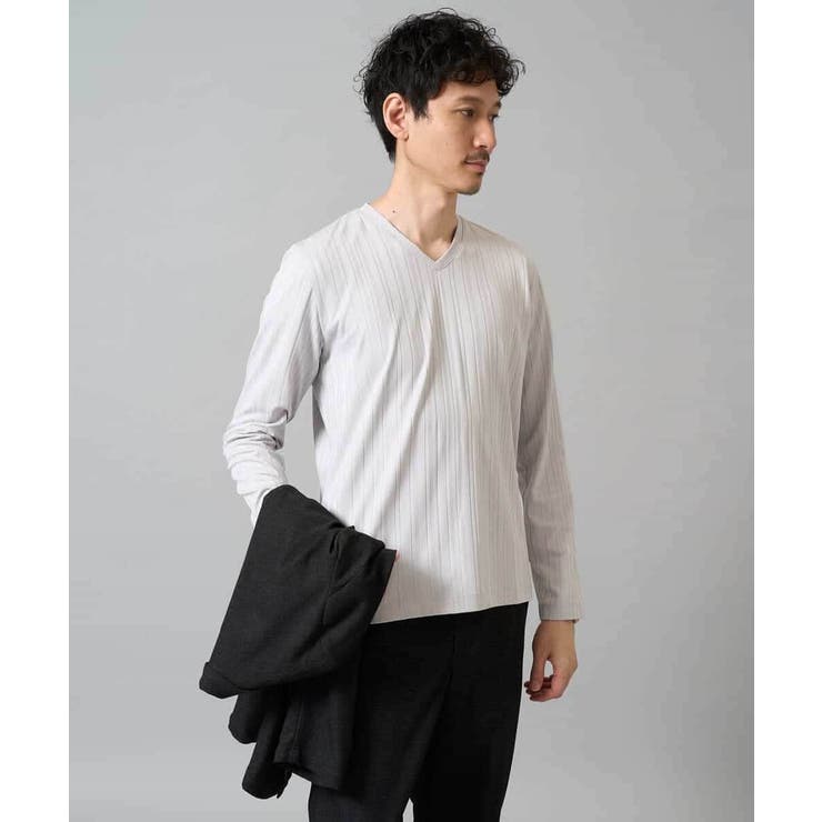 ストライプジャガードVネックTシャツ通勤 ビジネス ジャケット | a.v.v【MEN】 | 詳細画像4 