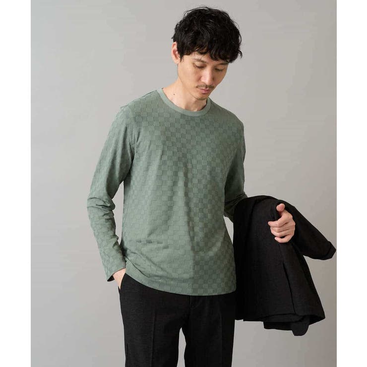 ブロックリンクスジャカードクルーネックＴシャツ通勤 ビジネス ジャケット | a.v.v【MEN】 | 詳細画像17 