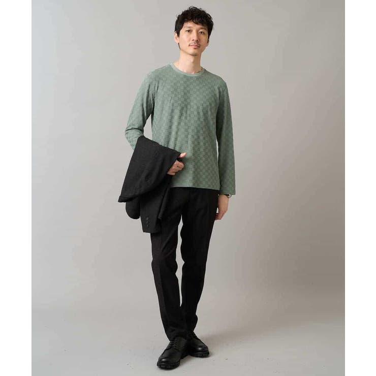 ブロックリンクスジャカードクルーネックＴシャツ通勤 ビジネス ジャケット | a.v.v【MEN】 | 詳細画像2 