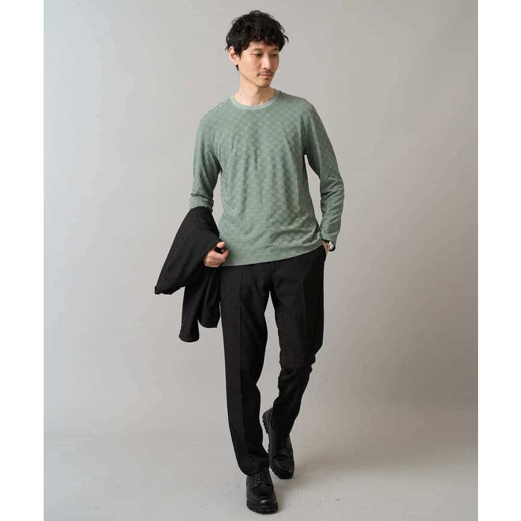 ブロックリンクスジャカードクルーネックＴシャツ通勤 ビジネス ジャケット | a.v.v【MEN】 | 詳細画像3 