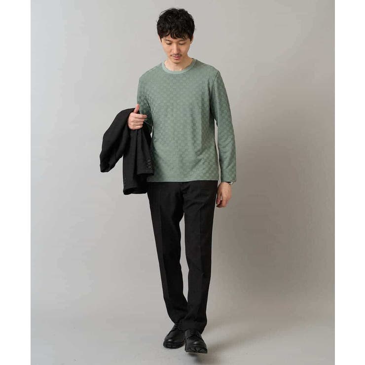 ブロックリンクスジャカードクルーネックＴシャツ通勤 ビジネス ジャケット | a.v.v【MEN】 | 詳細画像4 