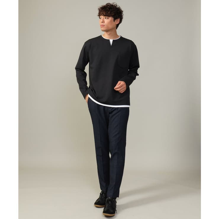 【きれいめで楽チン】キーネックフェイクレイヤードセミワイドカットソー | a.v.v【MEN】 | 詳細画像10 